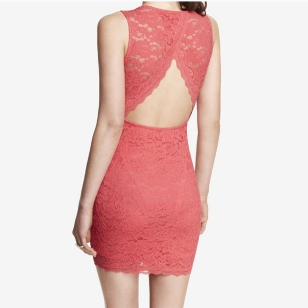 EXPRESS Coral Lace Sleeveless Sheath Dress Sz M